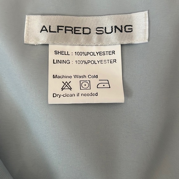 SOLD -NWT Alfred Sung Full Skirt Satin Midi Cocktail Dress Mist 10R Reg. $206 - Picture 7 of 12